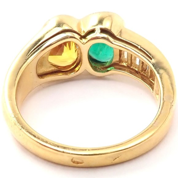 Authentic Van Cleef & Arpels 18k Gold Diamond Emerald Yellow Sapphire Ring Paper - Picture 4 of 11